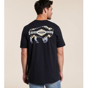 Pendleton Mens XXL Black Sunset Bison Graphic T-Shirt Southwestern Buffalo Tee